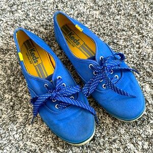 Keds Bright Royal Blue Canvas Trainers Polkadot
